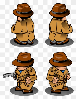 Detective Gun Man - Detective Sprite Clipart