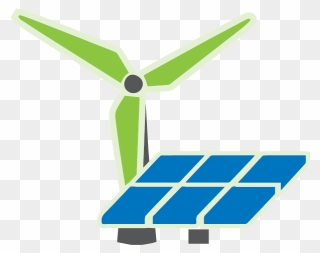 Icon Of Windmill And Solar Panel - Solar Panel Clipart