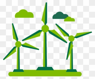 Graphic Of Three Wind Turbines - Clip Art Wind Mill - Png Download