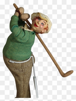 Vintage Klumpe Roldan Cloth Doll Golfer - Pitch And Putt Clipart