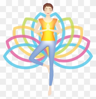 Women Doing Yoga Pose With Lotus Background Clipart