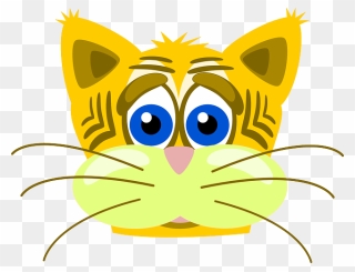 Cat, Head, Face, Cartoon, Tiger, Sad, Emotion, Whiskers - Cat Clip Art - Png Download
