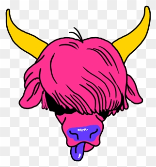 #bull #pink #animal #horns #purple #yellow #popart Clipart