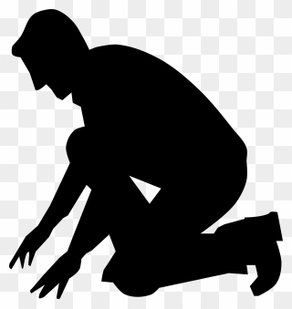 Silhouette Kneeling Drawing Clip Art - Man Kneeling Down Silhouette - Png Download