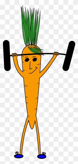 Weightlifting Carrot Face - Carrot Lifting Weights Clipart