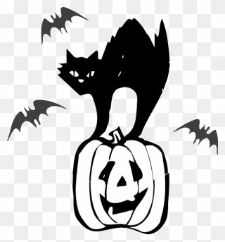 Black Halloween Cat Clipart - Png Download