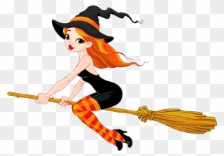 Eek Halloween Clipart Jpg Royalty Free 15 - Cartoon Witches On Brooms - Png Download