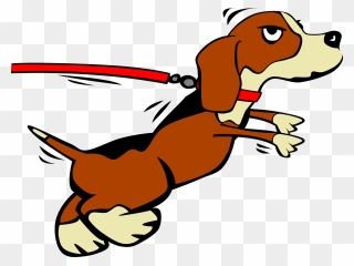 Cartoon Dog Pulling On Leash Clipart