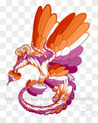 Lesbian Dragon Is Finally Done As With The Others, - Lesbian Pride Dragon Clipart