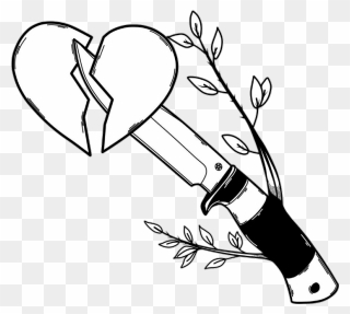 Tumblr Blackandwhite Heart Knife Leaves Freetoedit Heart And Knife Drawing Clipart 5349720 Pinclipart - roblox chicas tumblr con cara