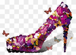 Purple Clipart Stiletto - Shoes Made From Butterflies - Png Download