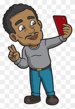 Just Quietly Taking Selfies - Cartoon Clipart
