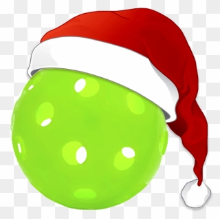 Santa Hat Pickle Ball - Pickle Ball With Santa Hat Clipart
