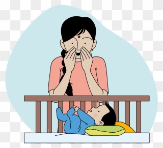 This Image Shows A Mother Playing Peek A Boo With Her - Sitting Clipart