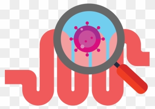 Magnifying Glass Looking At Gut - Microbiome Allergies Clipart