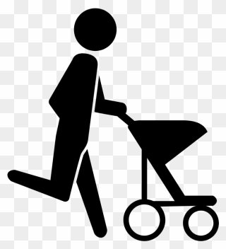 Person Pushing A Stroller While Running - Wheelbarrow Clipart
