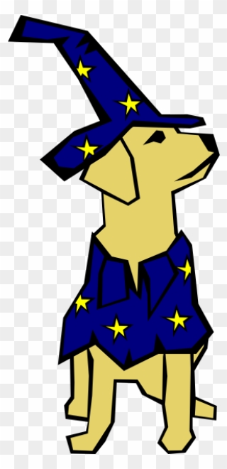 Retriever In A Wizard Costume Clipart - Wizard Dog Drawing - Png Download