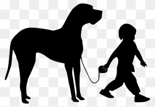 Bernese Mountain Dog Clipart Clipart Free Download - Boy Walking Dog Silhouette - Png Download