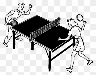 Kids Play Table Tennis - Ping Pong Clipart