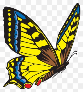 Wonderful Image Of Yellow Butterfly - Butterfly Flying Clip Art - Png Download