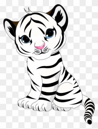 Drawing Tigers Cute Baby - Cartoon Baby White Tiger Clipart