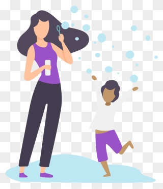 Mother Child Blowing Bubbles Clipart - Png Download