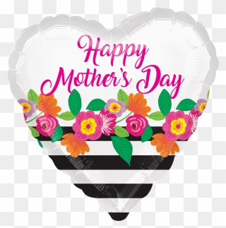 18"a Happy Mother"s Day, Flowery Stripes Clipart