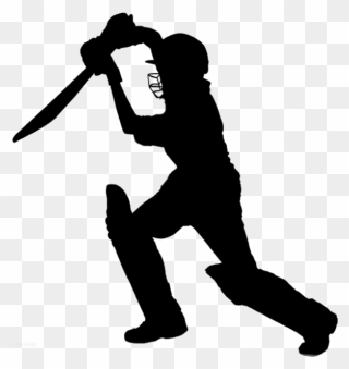 Cricket Png - Black And White Cricket Player Clipart