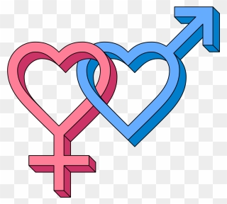 3d Isometric Intertwined Gender Hearts Clipart - Bisexual Symbols - Png Download