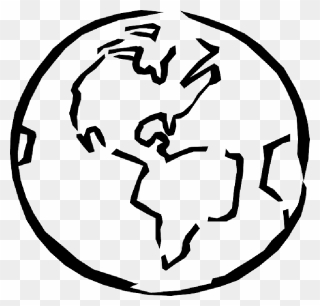 Black, Outline, Globe, World, Planet, Earth, Sketch - Black And White World Clip Art - Png Download