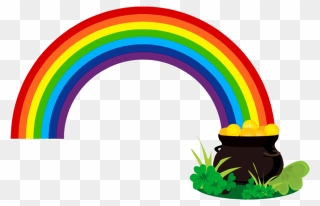 Free Pot Of Gold Clipart, Download Free Clip Art, Free - Cartoon Rainbow And Pot Of Gold - Png Download