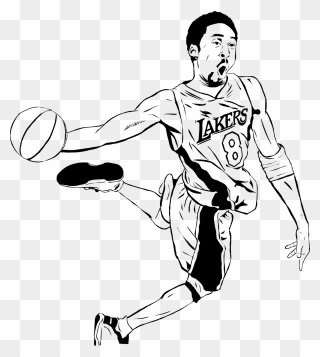 Kobe Bryant Clipart Black And White - Kobe Bryant Dunking Drawing - Png Download