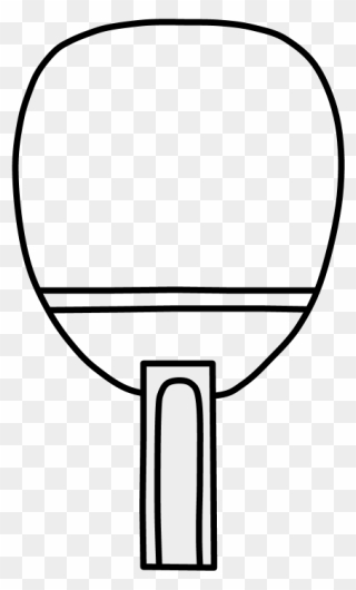 Ping Pong Paddle, Table Tennis, Black And White - Line Art Clipart
