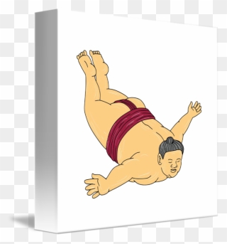 Japanese Sumo Wrestler Skydiving Drawing - Drawing Clipart