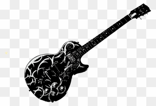 Electric Ukulele Painted Guitar Vector Acoustic Clipart - Painted Black & White Guitar - Png Download