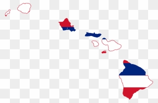 Hawaii Map With Flag Clipart