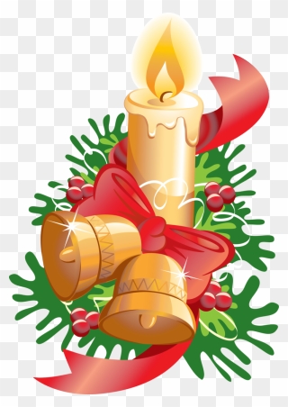 Candle Png Image - Christmas Candle With Bells Clipart