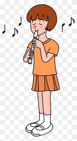 Child Girl Playing Recorder Clipart - Play Recorder Clip Art - Png Download