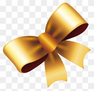 Ribbon Gold Gift - Bow Gold Ribbon Png Clipart
