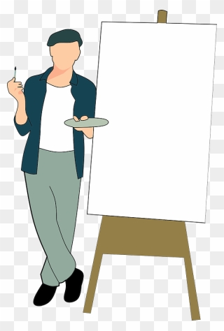 Artist With An Easel Clipart - Painter Painting Drawing - Png Download