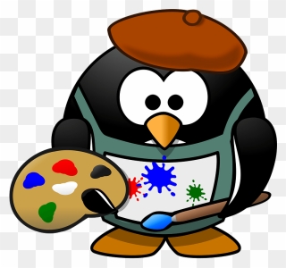 Painter Penguin Clipart - Penguin Artist Clipart - Png Download