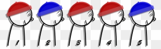 Prisoners In A Row Wearing Hats Red Blue Red Red Blue - 100 Hats Riddle Clipart