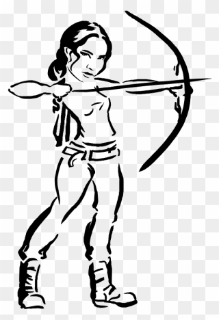 Female Archer Clipart - Bow And Arrow Hunger Games Drawing - Png Download