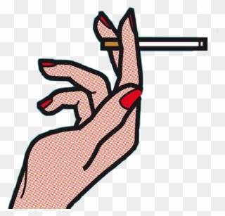 #cigarette #hand #rednail #comic #smoke #art#freetoedit - Woman Smoking Pop Art Clipart