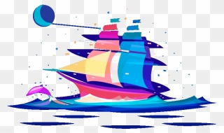 Collection Of Free Ship Drawing Color Download On Ui - Colored Yacht Ship Clipart - Png Download