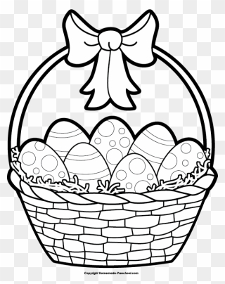 Basket Of Apples Clipart Black And White - Easter Egg Black And White - Png Download