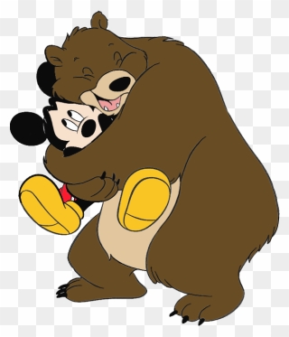 Cartoon Hug Clipart - Mickey Mouse And Bear - Png Download