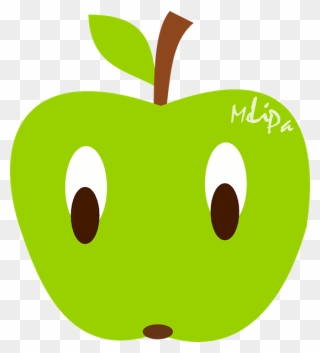 Apple Clipart Kawaii - Cute Green Apple Png Transparent Png