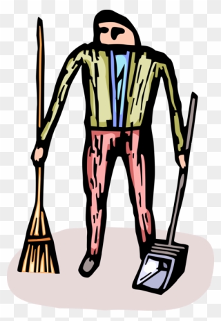 Vector Illustration Of School Janitor Custodian With - Clip Art - Png Download