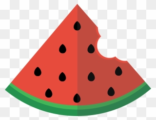 Watermelon Slice With Bite Clipart With Transparent - Watermelon Flat Png